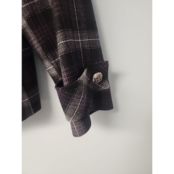 Helene Berman Womens Wool Blend Crop Coat Gray Tartan Plaid Double Breasted Sz S - Picture 3 of 8